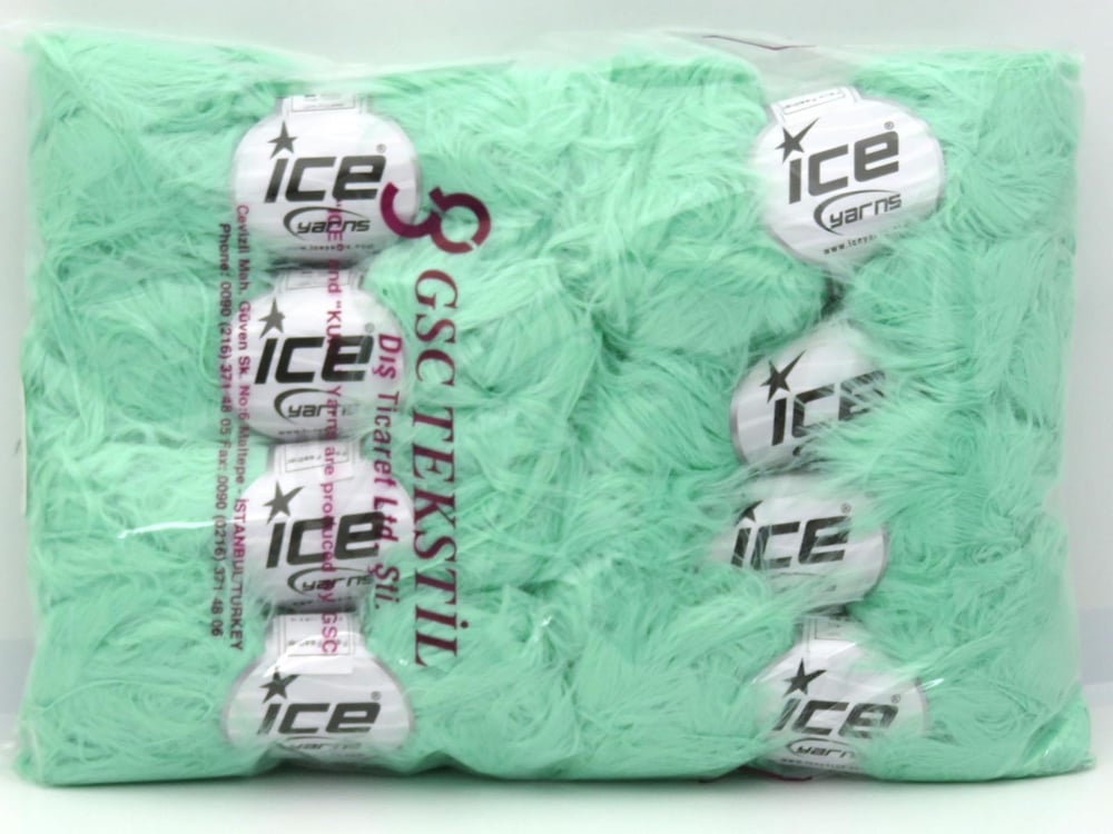 8x50gr. FAUX FEATHER Nane Yeşil  Yumoş, Sakallı, Kışlık, Kalın