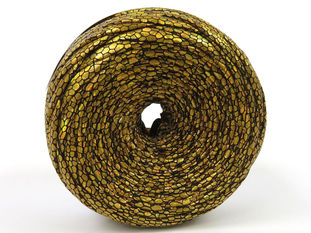 1x170gr. FAUX LEATHER Altın  Şerit, Yazlık İplikler, Çok Kalın, Batik Desenli