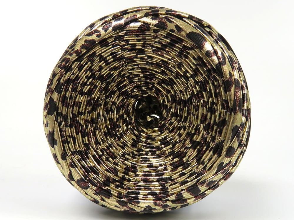 1x170gr. FAUX LEATHER Altın, Kahverengi Tonları  Şerit, Yazlık İplikler, Çok Kalın, Batik Desenli