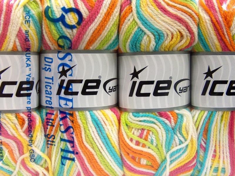 4x100gr. FAVORITE BABY Yeşil, Pembe, Beyaz, Turuncu, Turkuaz, Sarı Akrilik Kışlık, Bebe, Düz iplikler, Batik Desenli, Worsted, 100% Akrilik