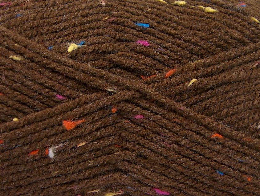 4x100gr. FAVORITE TWEED Kahverengi, Gökkuşağı Viskon, Akrilik Kışlık, Noktalı, Düz iplikler, Worsted, 100% Akrilik
