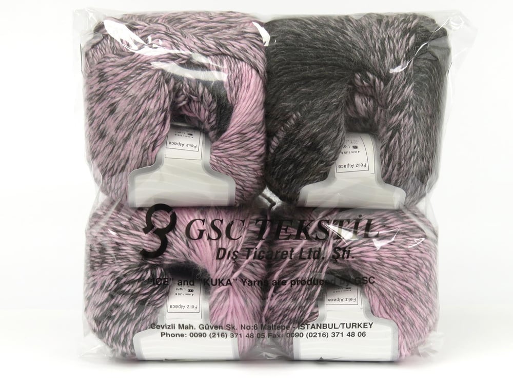 4x100gr. FELIZ ALPACA Pembe, Gri Alpaka, Yün, Akrilik Lüks, Alpaka, Kışlık, Yün, Worsted, Akrilik