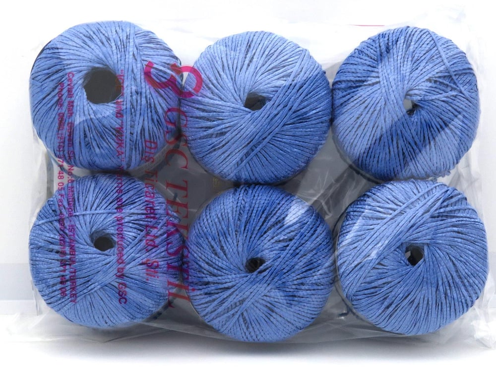6x50gr. FETTUCCIA Açık Mavi Akrilik Şerit, Yazlık İplikler, Worsted, Akrilik
