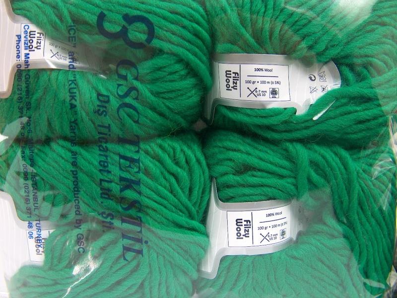 4x100gr. FILZY WOOL Yeşil Yün Kışlık, Yün, 100% Yün, Kalın
