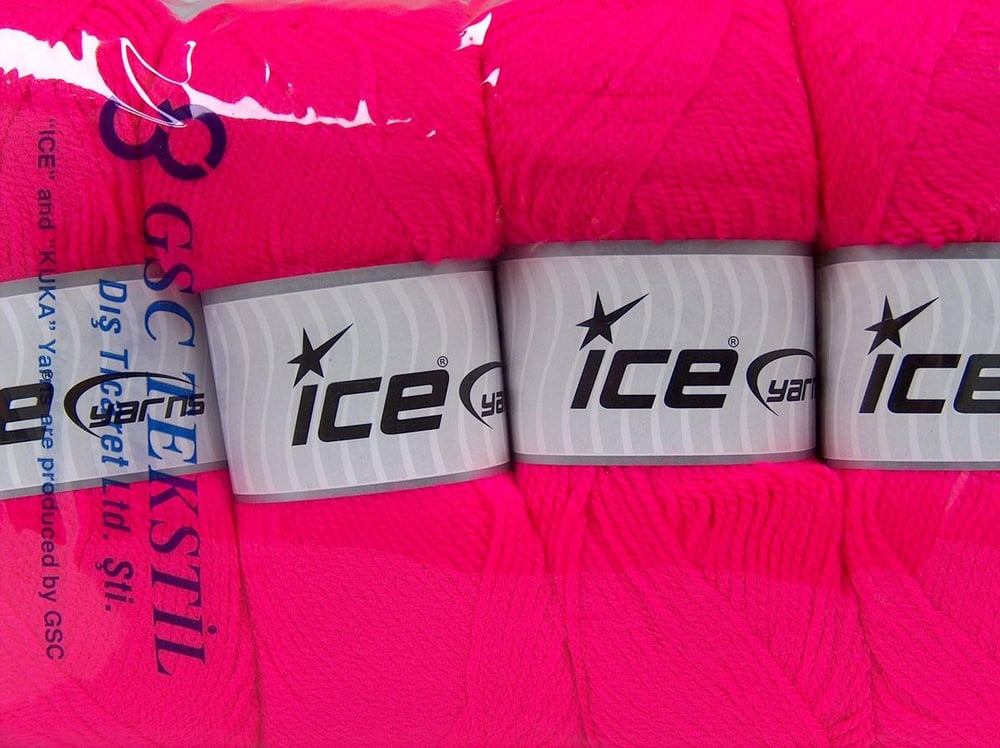 4x100gr. GONCA Neon Pembe Akrilik Kışlık, Düz iplikler, 100% Akrilik