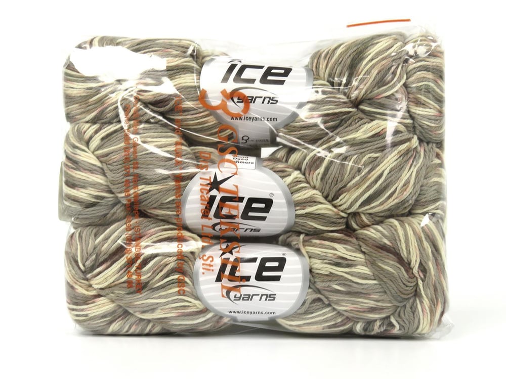 3x100gr. HAND DYED CASHMERE Kahverengi, Pembe, Krem, Gri, Deve Tüyü Kaşmir Lüks, Kaşmir, Batik Desenli, El Boyama