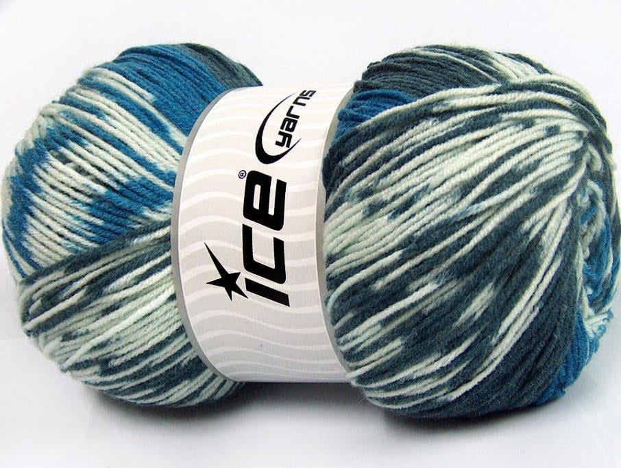 2x150gr. JACQUARD WOOL Mavi, Beyaz, Antrasit Yün, Akrilik Kışlık, Yün, Batik Desenli