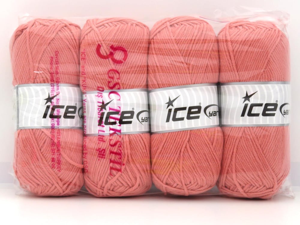 4x100gr. JEANS COTTON Açık Somon Premium Akrilik, Pamuk Yazlık İplikler, Pamuk, Akrilik