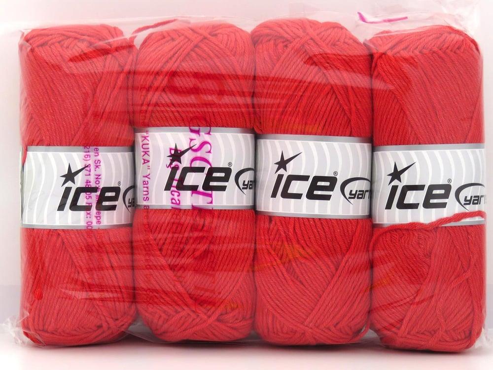 4x100gr. JEANS COTTON Kırmızı Premium Akrilik, Pamuk Yazlık İplikler, Pamuk, Akrilik