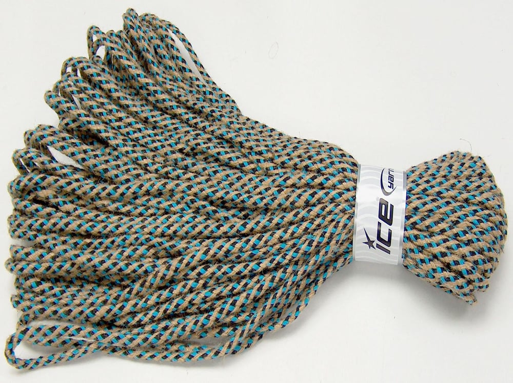 1x500gr. JUTE DECOR Turkuaz, Koyu laci Pamuk Yazlık İplikler, Pamuk, Keten, Çok Kalın, Kendir