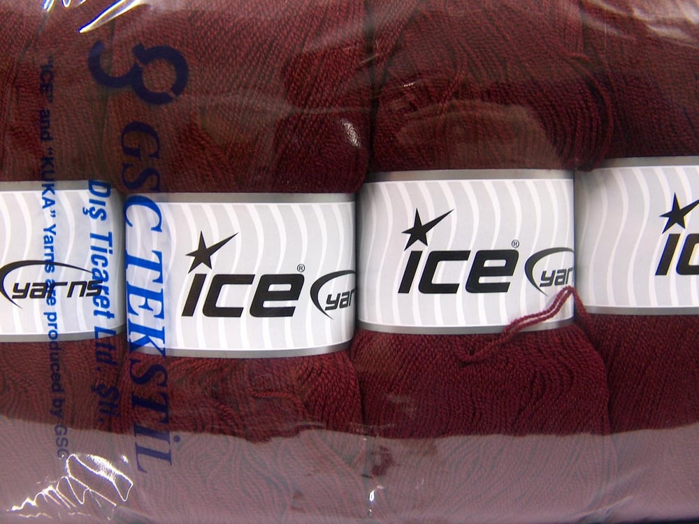 4x100gr. KRISTAL Koyu Bordo Akrilik Kışlık, Çok İnce, Düz iplikler, 100% Akrilik