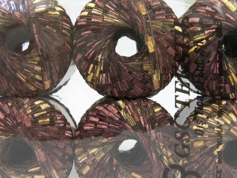 6x50gr. LADDER Kahverengi, Altın  Merdiven, Şerit, Yazlık İplikler, Kalın