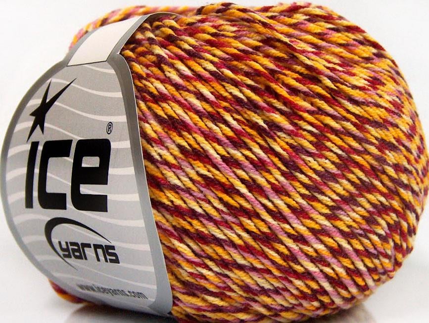 8x50gr. LORENA COLORFUL Pembe, Kırmızı, Sarı Tonları Akrilik, Pamuk Yazlık İplikler, Pamuk, Batik Desenli