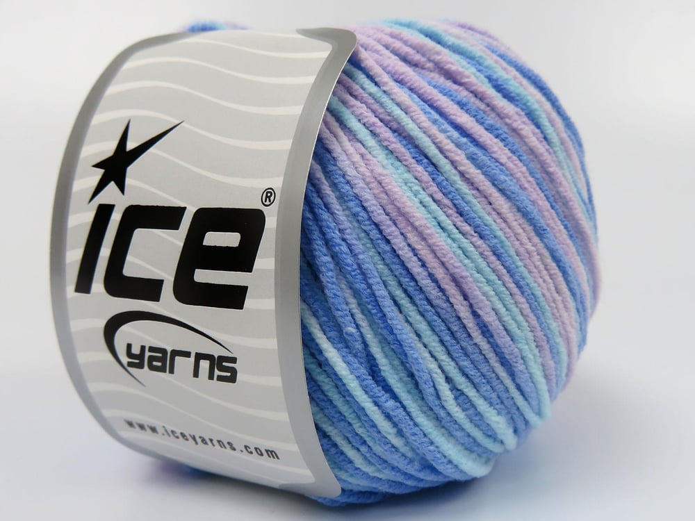 Lot of 8 Skeins Ice Yarns LORENA PASTEL (55% Cotton) Yarn Blue Turquoise Pink