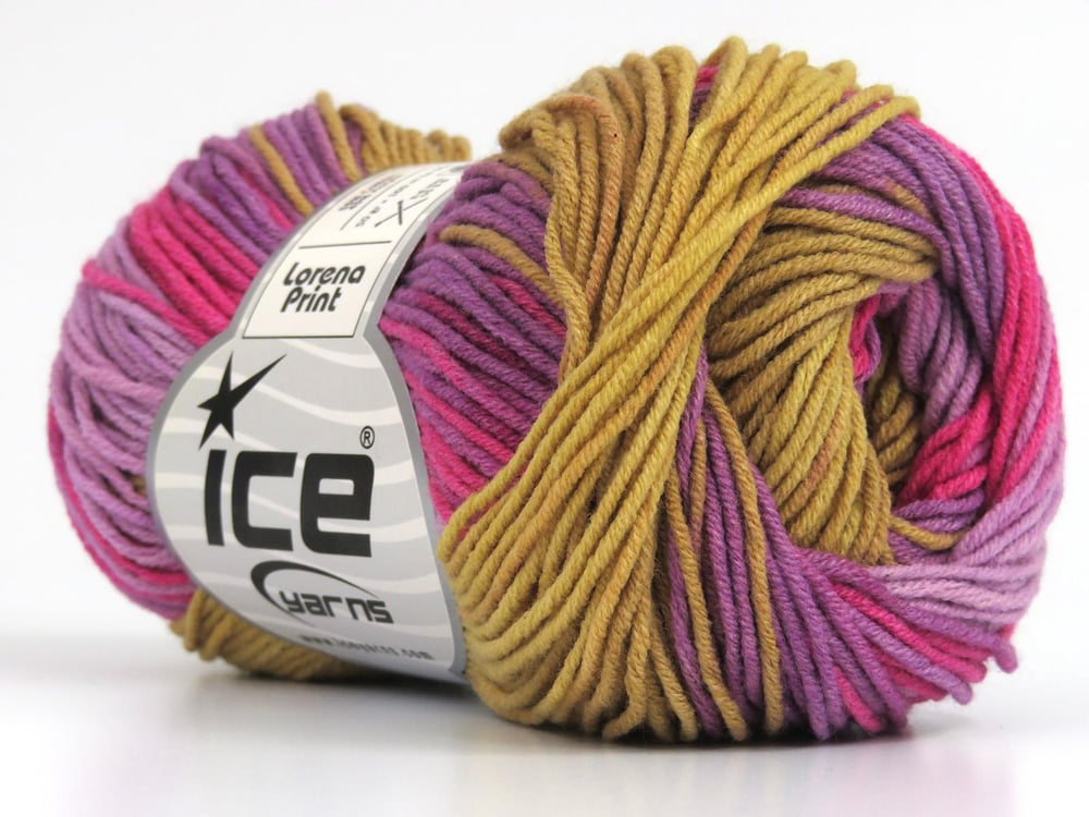 8x50gr. LORENA PRINT Pembe, Mor, Leylak Akrilik, Pamuk Yazlık İplikler, Pamuk, Batik Desenli