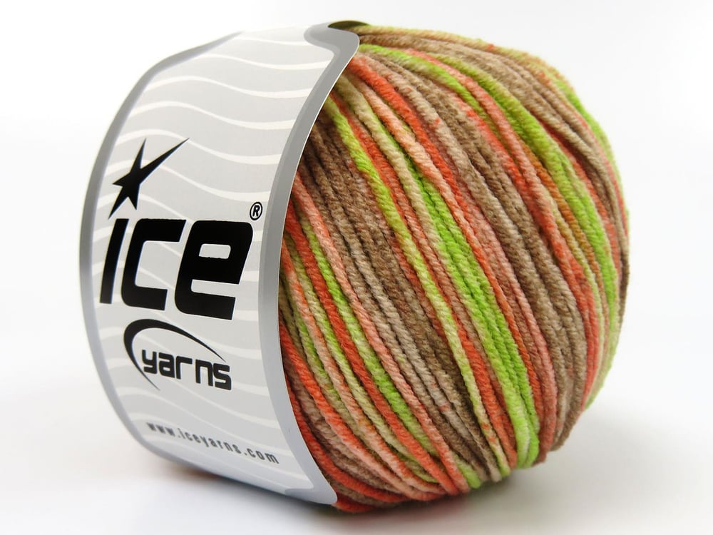 8x50gr. LORENA SPLASH Kahverengi, Yeşil, Somon Akrilik, Pamuk Yazlık İplikler, Pamuk, Batik Desenli, Akrilik