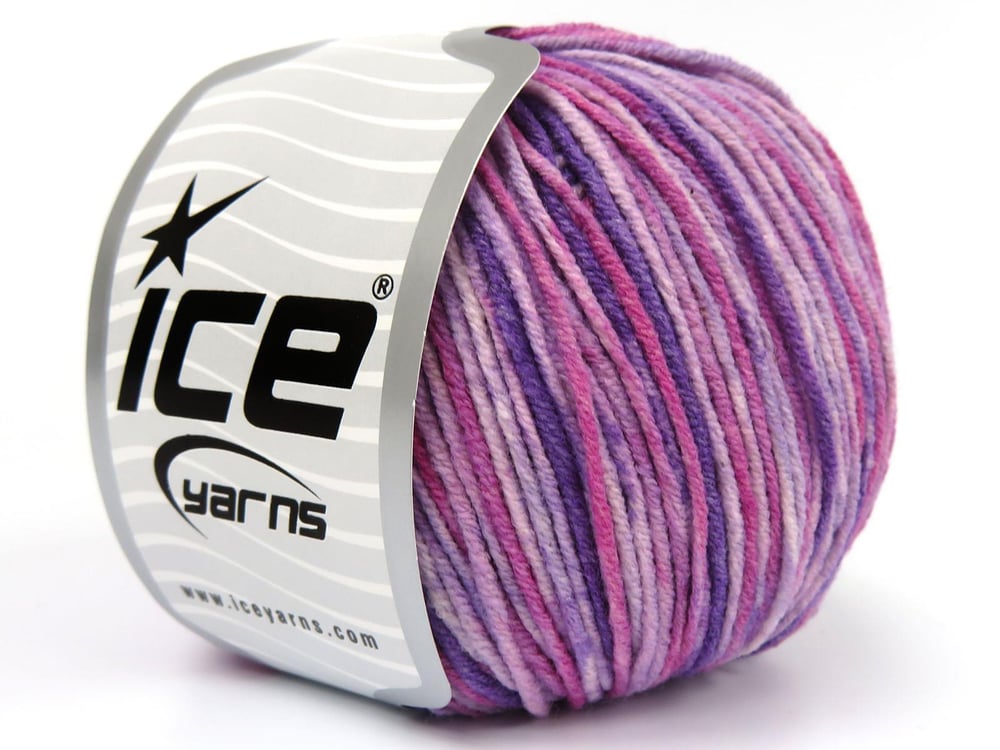 8x50gr. LORENA SPLASH Leylak Tonları, Pembe tonları Akrilik, Pamuk Yazlık İplikler, Pamuk, Batik Desenli, Akrilik