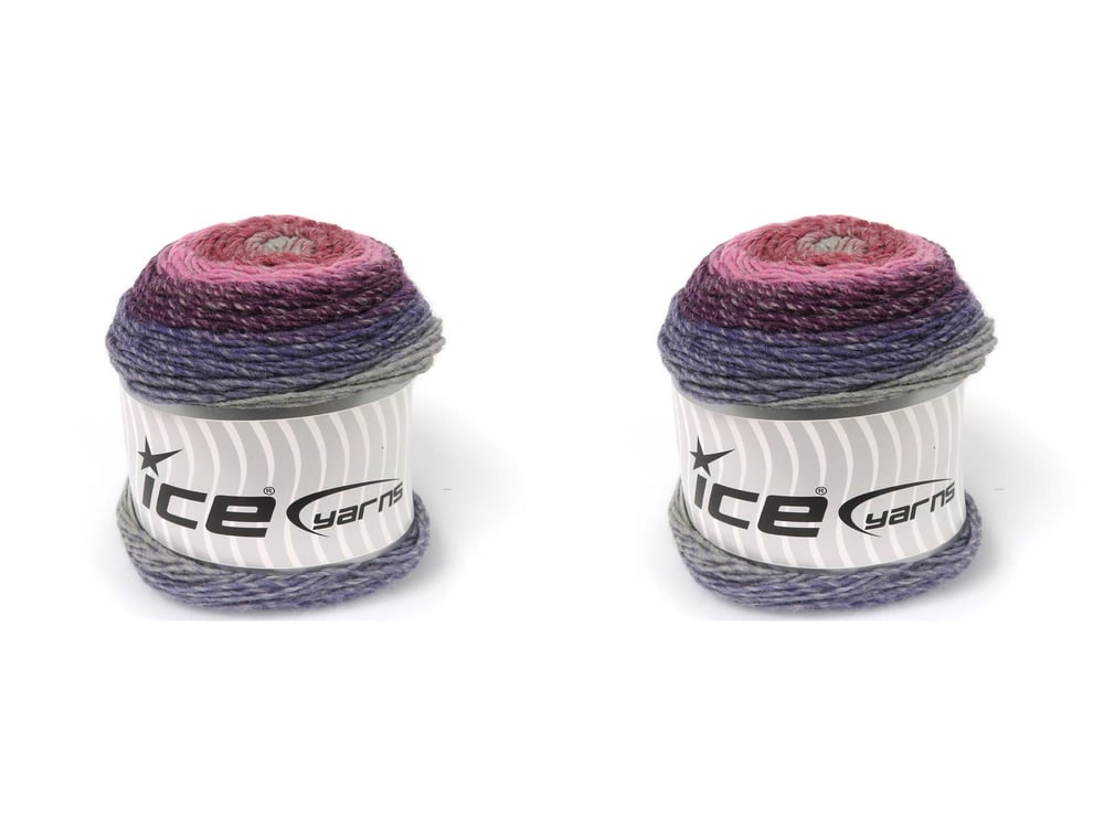 2x150gr. CAKES GALAXY Mor, Açık Gri, Leylak Tonları, Pembe tonları Premium Akrilik Kışlık, Düz iplikler, Batik Desenli, 100% Akrilik , Akrilik