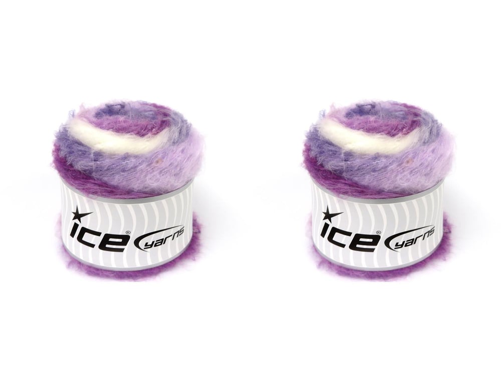 2x150gr. CAKES FANCY MOHAIR Ekru, Mor Tonları Tiftik, Akrilik Kışlık, Yün, Tiftik, Batik Desenli, Worsted