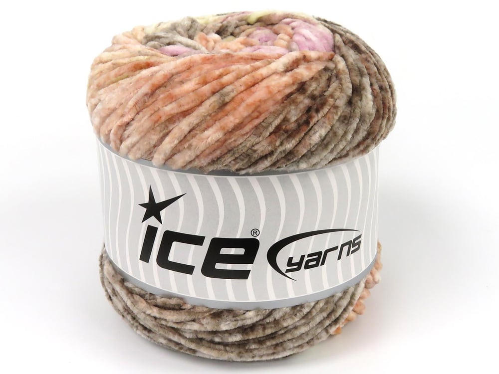 2x150gr. CHENILLE SPLASH Kahverengi Tonları, Leylak Tonları, Somon Tonları Mikro Fiber Kışlık, Şönil, Batik Desenli, Worsted