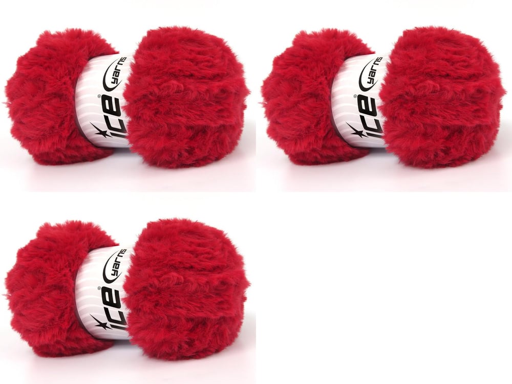 3x100gr. BUNNY FUR Kırmızı  Yumoş, Sakallı, Kışlık, Çok Kalın