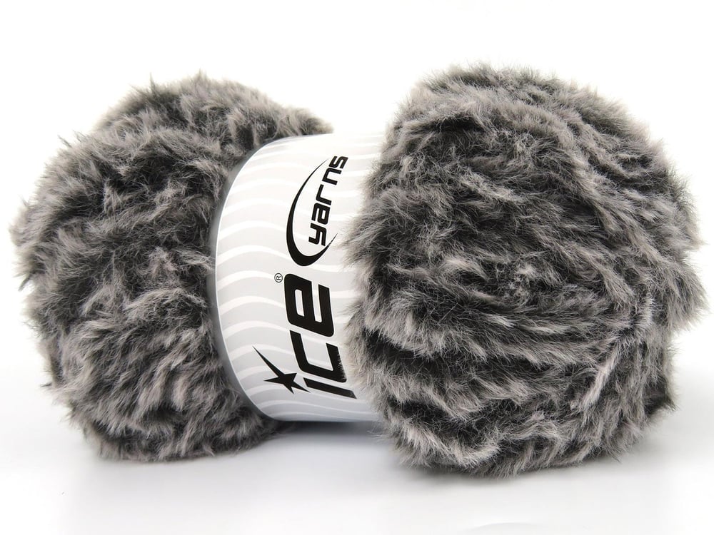 3x100gr. BUNNY FUR Beyaz, Koyu Gri  Yumoş, Sakallı, Kışlık, Çok Kalın