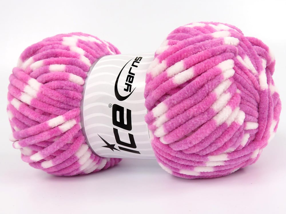 4x100gr. CHENILLE BABY COLORS Pembe, Beyaz Mikro Fiber Kışlık, Bebe, Şönil, Batik Desenli, Worsted