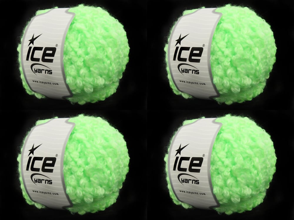 4x100gr. CLOUDY Neon Yeşil Premium Akrilik Kışlık, Buklet, Çok Kalın, Akrilik
