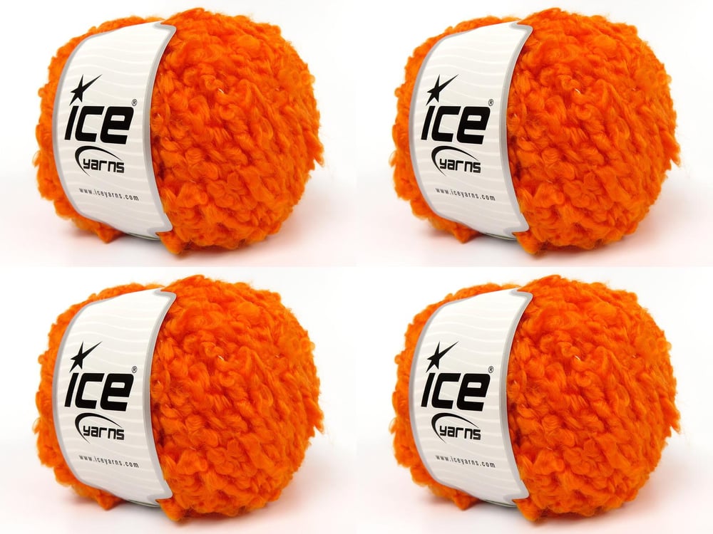 4x100gr. CLOUDY Turuncu Premium Akrilik Kışlık, Buklet, Çok Kalın, Akrilik