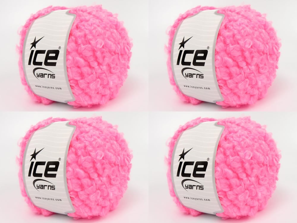 4x100gr. CLOUDY Neon Pembe Premium Akrilik Kışlık, Buklet, Çok Kalın, Akrilik