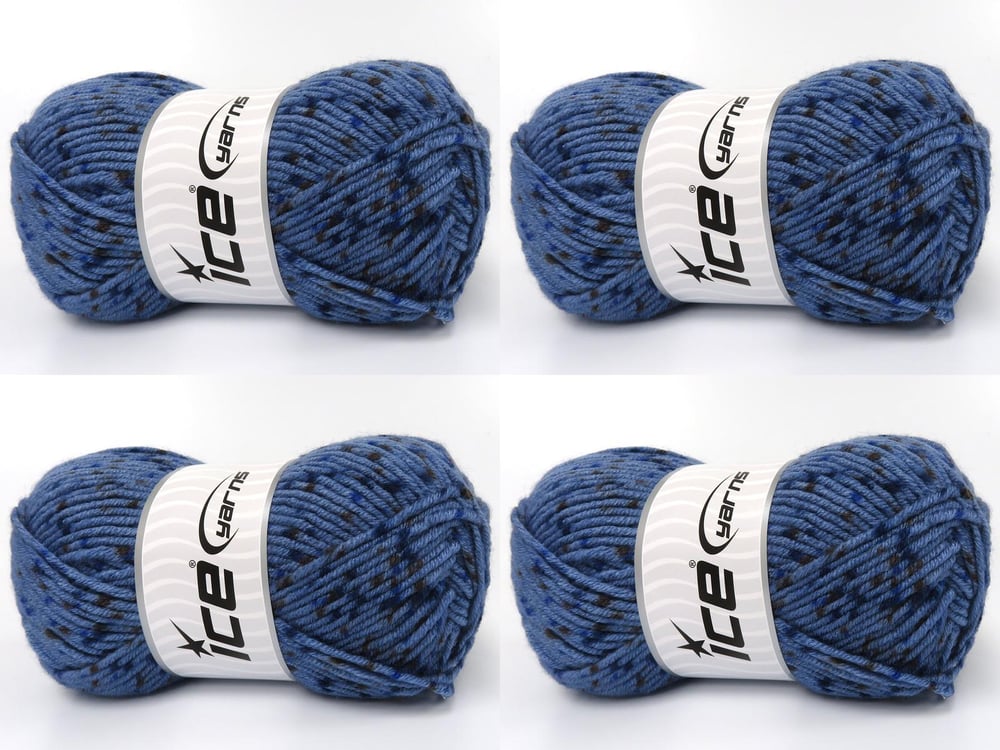 4x100gr. NICE BABY TWEED Kahverengi Tonları, Mavi Tonları Premium Akrilik Kışlık, Bebe, Noktalı, Düz iplikler, Worsted, 100% Akrilik , Akrilik