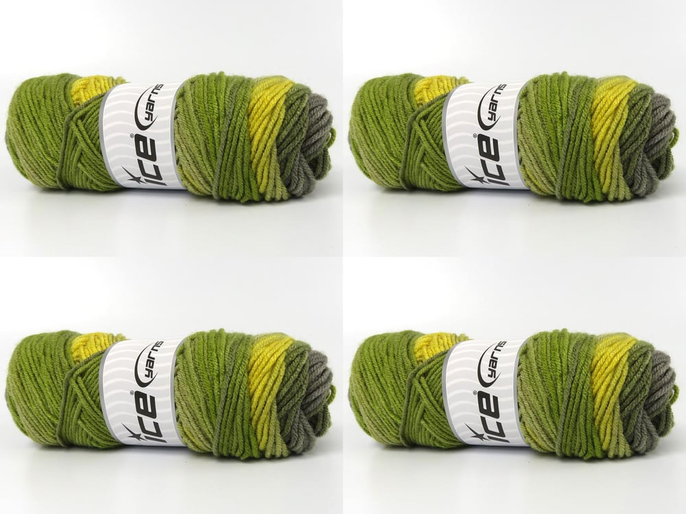 Lot of 4 x 100gr Skeins Ice Yarns ORLANDO Yarn Green Shades Grey Shades