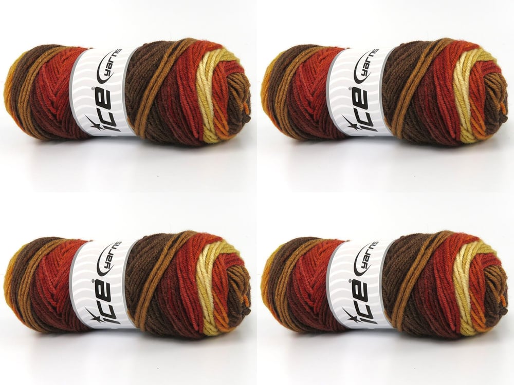 Lot of 4 x 100gr Skeins Ice Yarns ORLANDO Yarn Brown Shades Gold Shades
