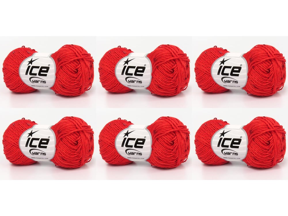 6x50gr. NATURAL COTTON LIGHT PAILLETTE Kırmızı Pamuk Metalik Simli, Yazlık İplikler, Pamuk, Boncuklu Pullu