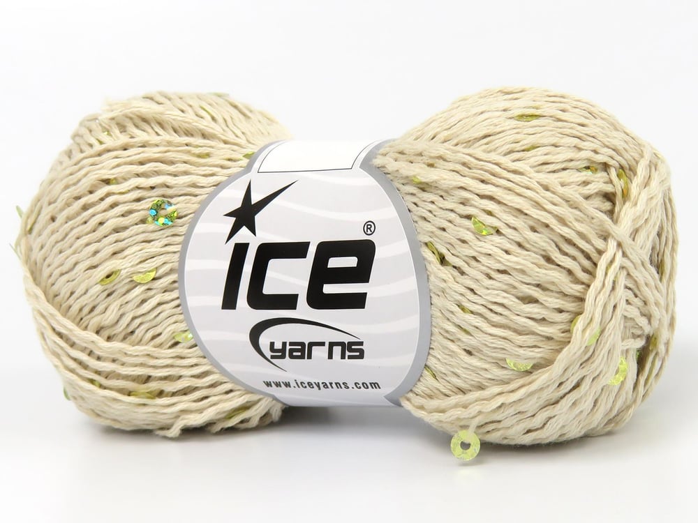 6x50gr. NATURAL COTTON LIGHT PAILLETTE Krem Pamuk Metalik Simli, Yazlık İplikler, Pamuk, Boncuklu Pullu