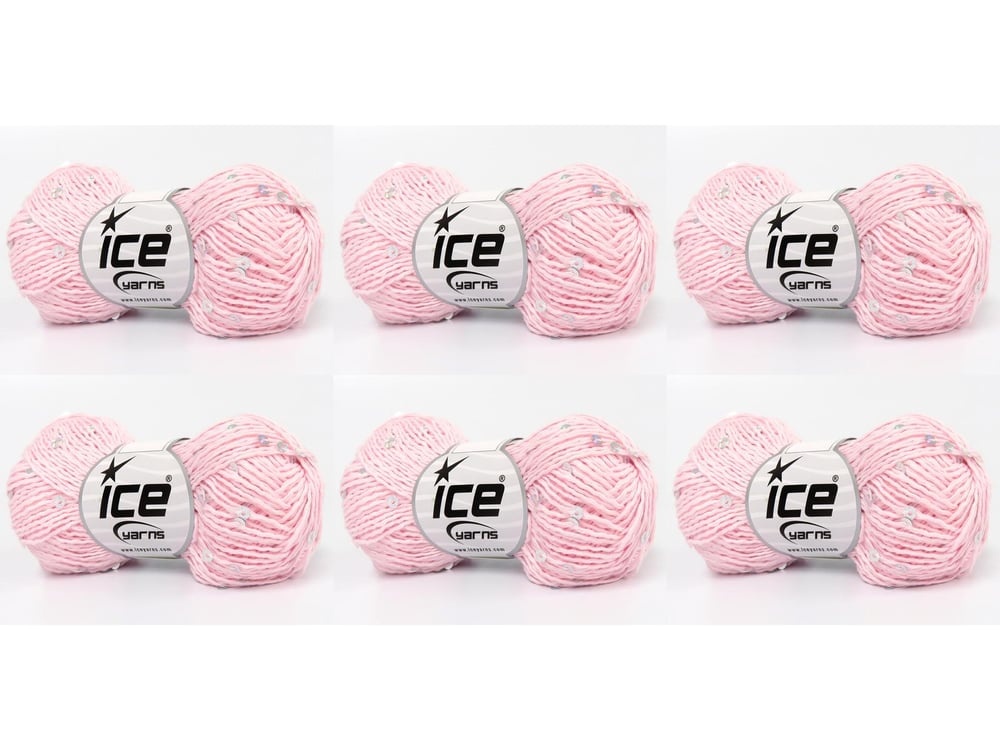 6x50gr. NATURAL COTTON LIGHT PAILLETTE Bebe Pembesi Pamuk Metalik Simli, Yazlık İplikler, Pamuk, Boncuklu Pullu