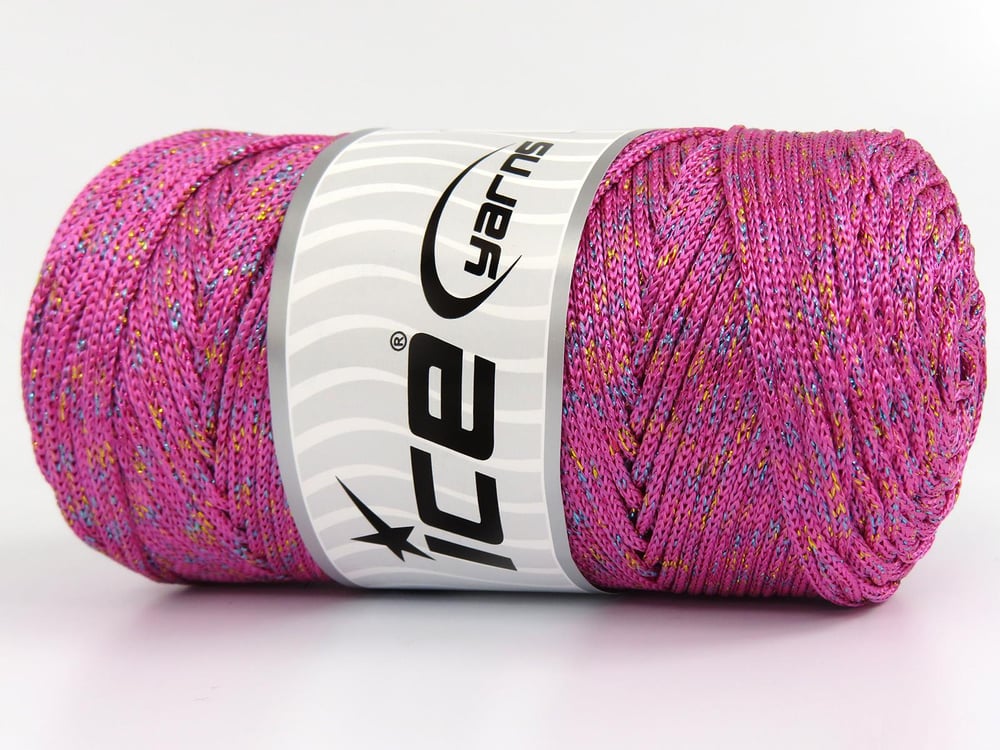 2x200gr. MACRAME BULKY GLITZ MULTI Pembe, Yanardöner Metalik Simli Metalik Simli, Yazlık İplikler, Makrame, Tığ İşi, Düz iplikler, Kalın
