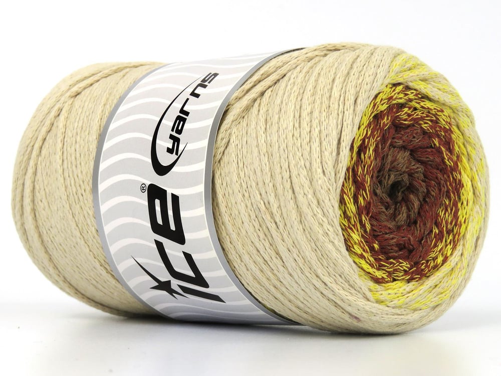 1x250gr. MACRAME COTTON MAGIC Krem, Sarı, Kahverengi Tonları Pamuk Yazlık İplikler, Makrame, Pamuk, Tığ İşi, Worsted