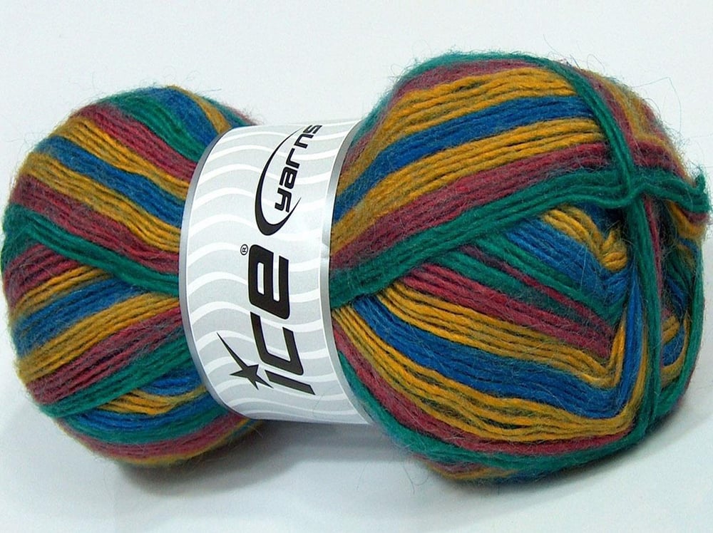 4x100gr. MADONNA Mavi, Altın, Bakır, Zümrüt Yeşil Tiftik, Akrilik, Yün Kışlık, Yün, Tiftik, Batik Desenli