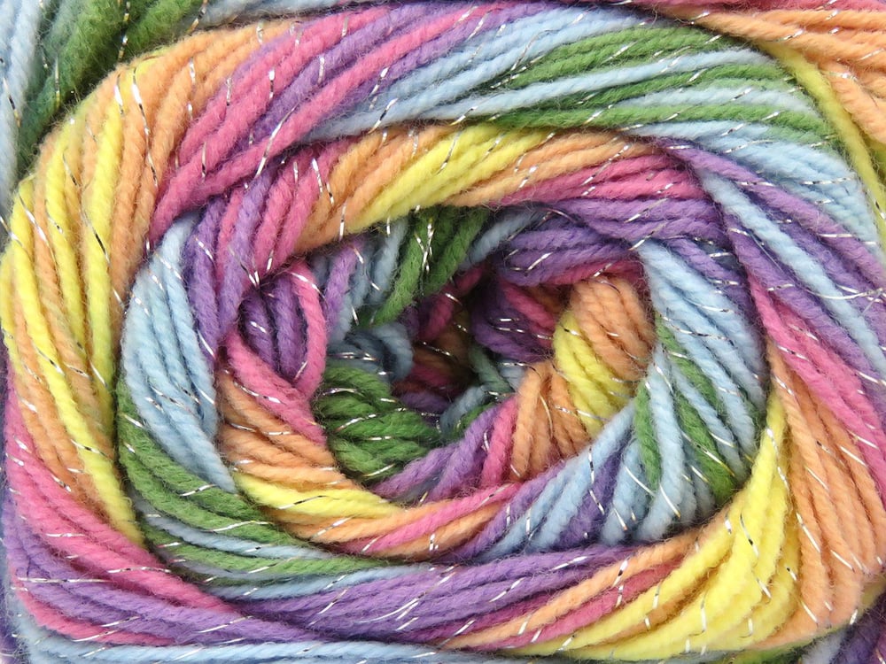 4x100gr. MAGIC GLITZ Pastel Gökkuşağı Simli, Akrilik Metalik Simli, Kışlık, Bebe, Batik Desenli