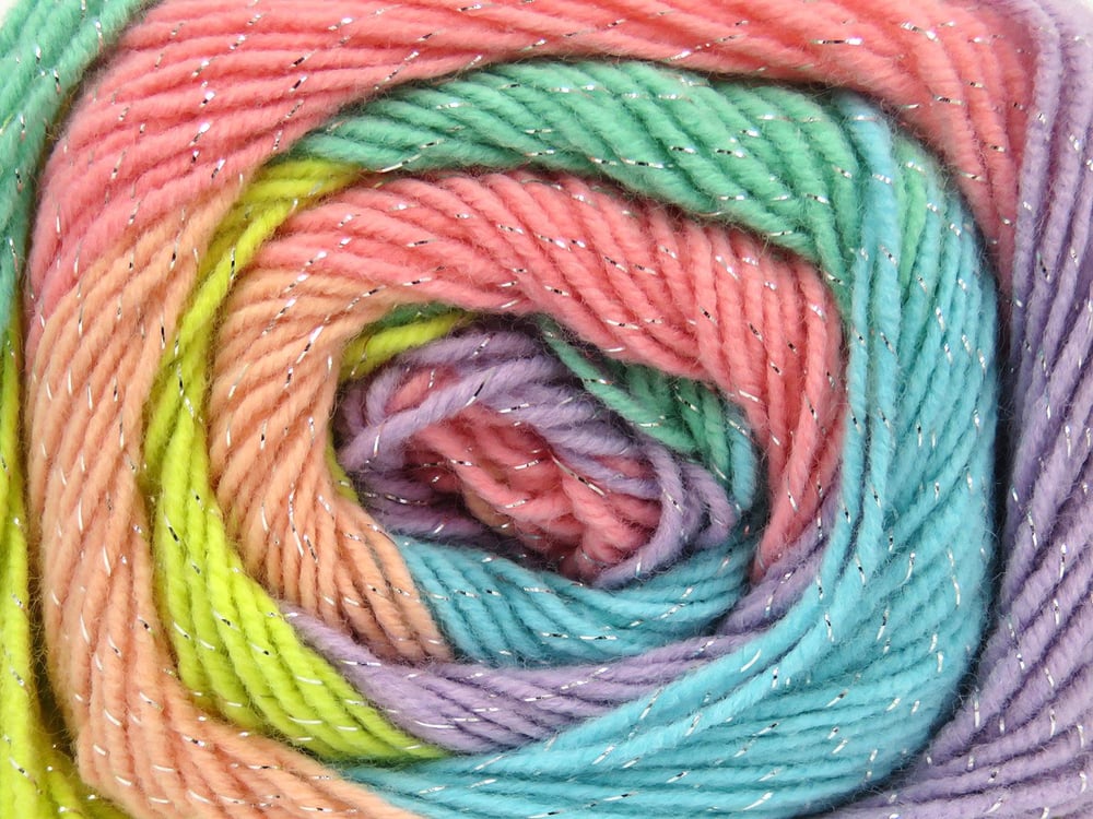 4x100gr. MAGIC GLITZ Gökkuşağı Simli, Akrilik Metalik Simli, Kışlık, Bebe, Batik Desenli