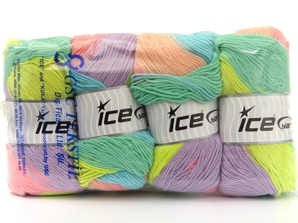 4x100gr. MAGIC LIGHT Pastel Gökkuşağı Akrilik Kışlık, Bebe, Batik Desenli, 100% Akrilik