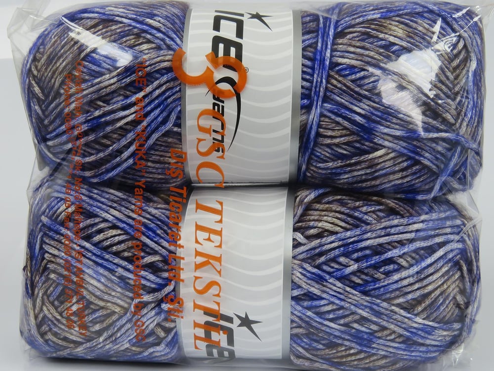 2x150gr. MEGA STAR Kahverengi, Beyaz Yün, Akrilik Kışlık, Yün, Batik Desenli