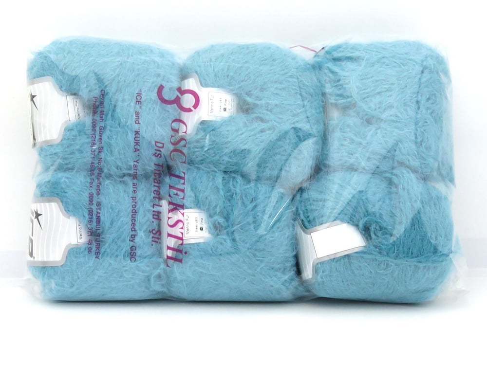 Lot of 6 Skeins Ice Yarns MERINO FUR (40% Superwash Merino Wool) Yarn Turquoise