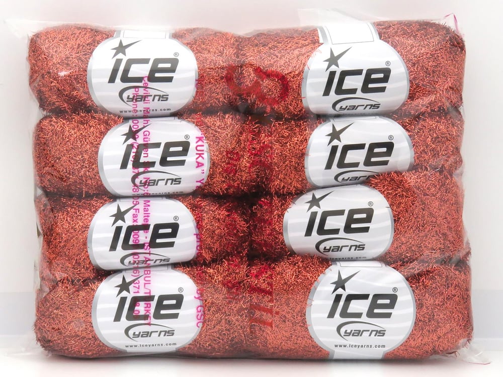 8x25gr. METALLIC GLITZ 25GR Bakır Metalik Simli Metalik Simli, Kışlık, Çok İnce, Yazlık İplikler
