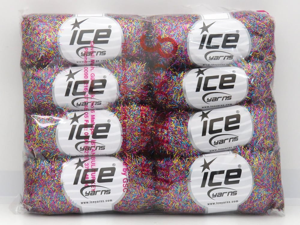 8x25gr. METALLIC GLITZ 25GR Pembe, Turkuaz, Altın Metalik Simli Metalik Simli, Kışlık, Çok İnce, Yazlık İplikler