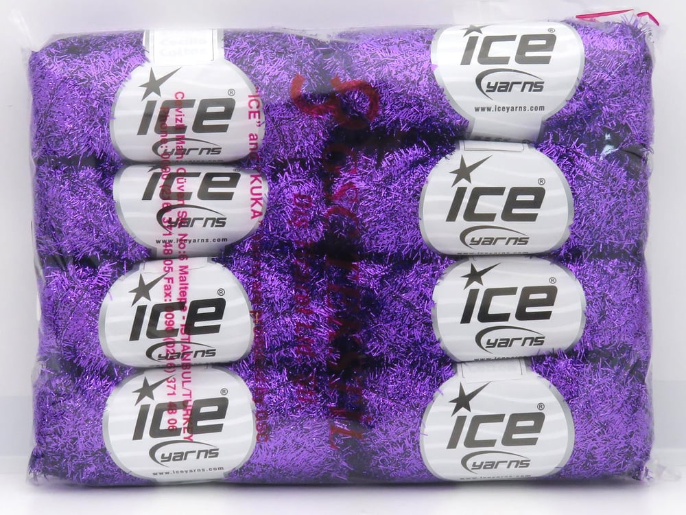 8x25gr. METALLIC GLITZ 25GR Mor Metalik Simli Metalik Simli, Kışlık, Çok İnce, Yazlık İplikler