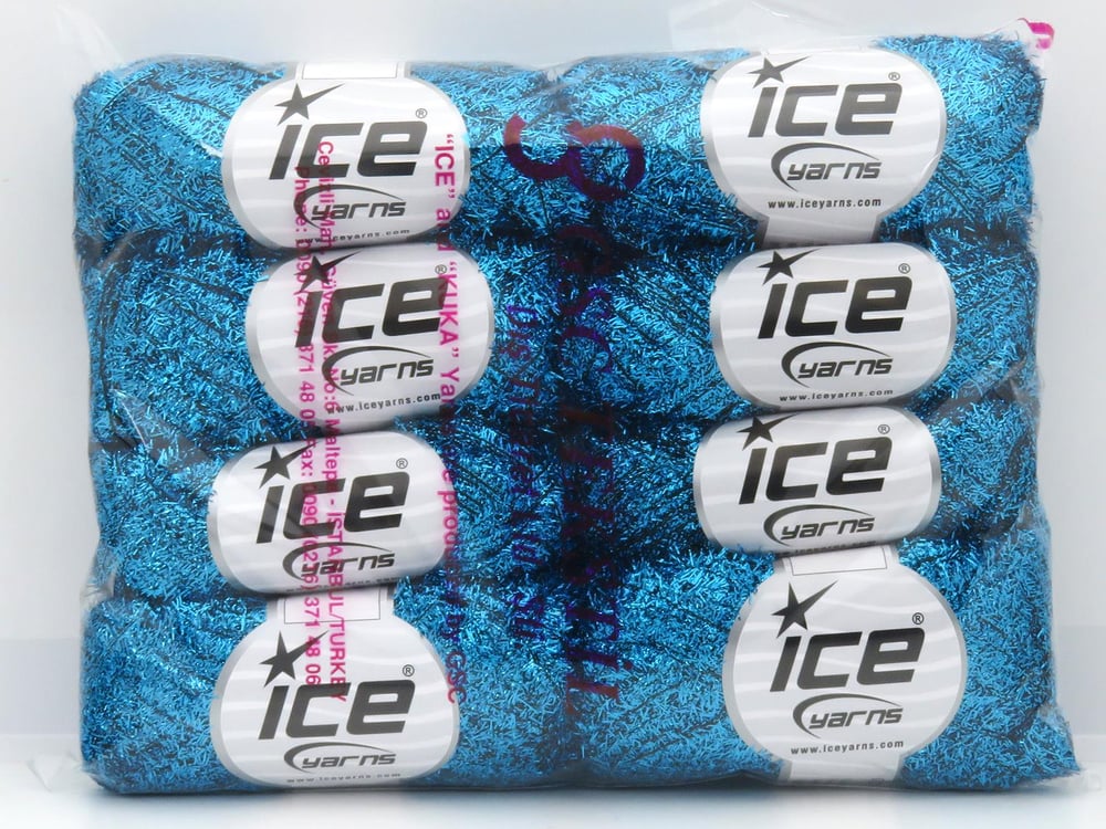 8x25gr. METALLIC GLITZ 25GR Turkuaz Metalik Simli Metalik Simli, Kışlık, Çok İnce, Yazlık İplikler