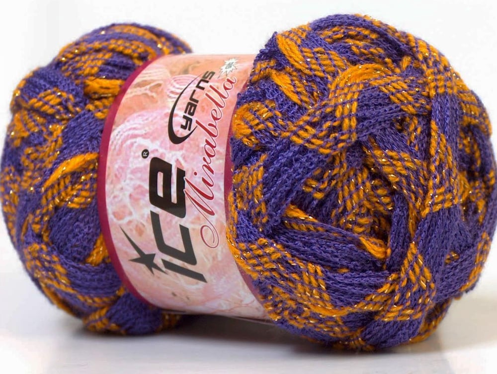 4x100gr. MIRABELLA Leylak, Sarı, Altın Simli, Akrilik Fular - Şal, Kışlık, Çok Kalın