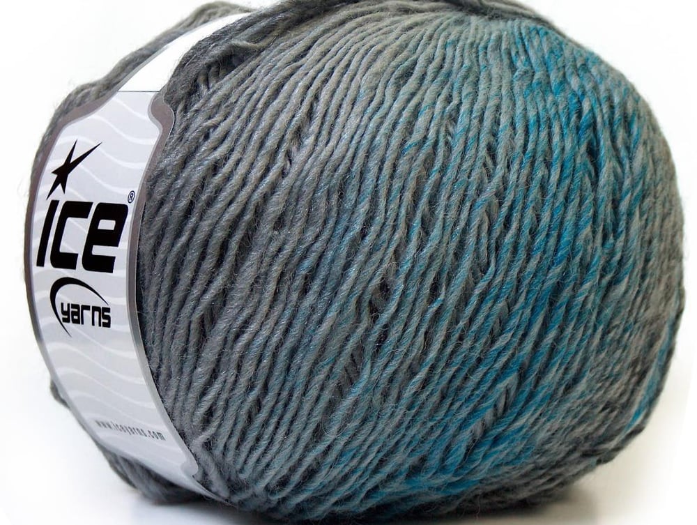 Lot of 4 x 100gr Skeins Ice Yarns MIRAGE COLOR (50% Wool) Yarn Grey Shades Turquoise